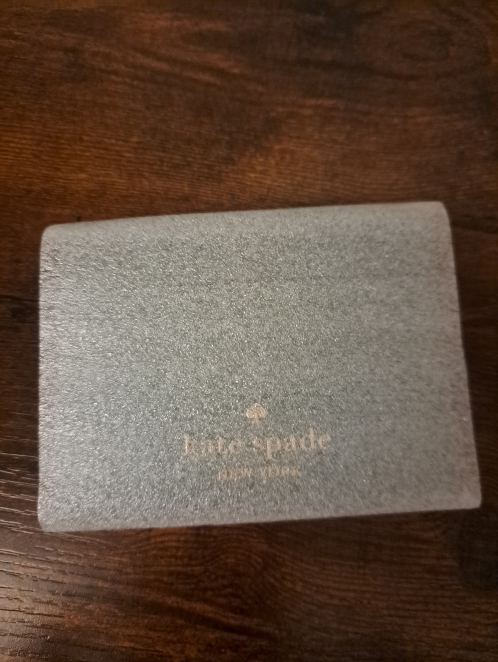 NWT kate spade Olive /Teal leather card holder with gold logo - Picture 5 of 5